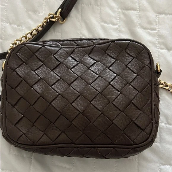 Michael Kors Dark Brown Woven Crossbody Bag - Picture 2 of 10
